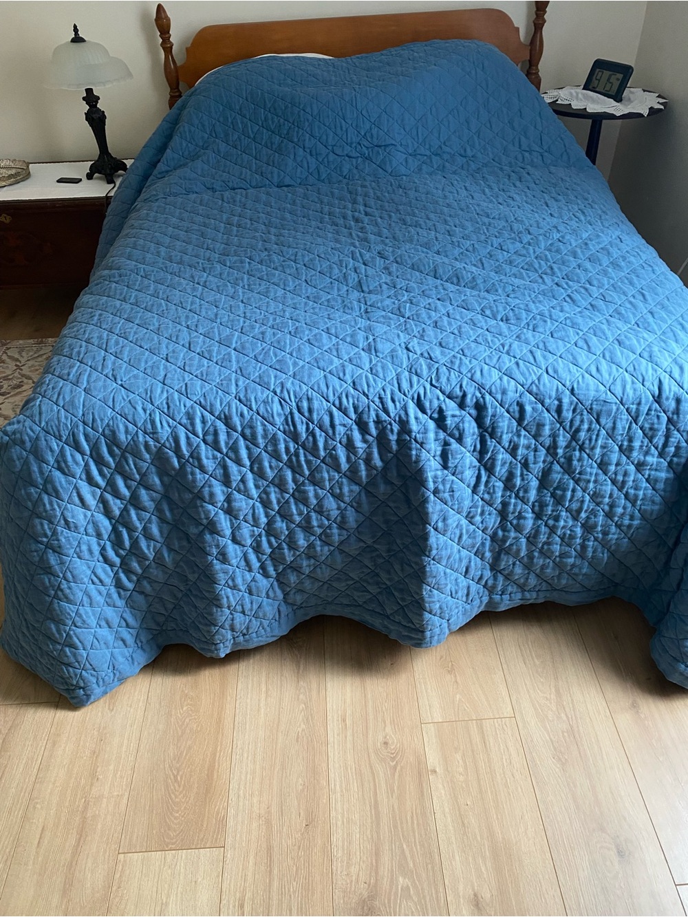 Pottery barn Belgian Flax linen diamond quilt full/queen